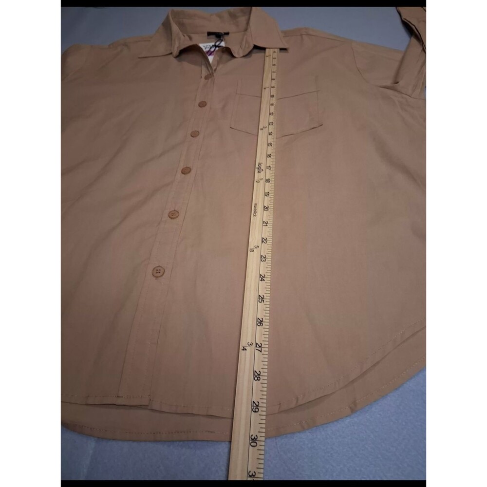 Mimosa Beige Oversized Button Down Shirt Sz S 100% Cotton Minimalist Casual Chic - Picture 8 of 10